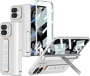 [Jarttarn] Case for Google Pixel 9 Pro Fold (2024),Magnetic Anti-Fall Shockproof Phone Case,Integrated Shell and Film Protective Cover with Hand Strap & Kickstand (Silver)