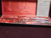 3pc Carvel Hall Silverplate Set 2 knives 14" & 13" and fork 11"