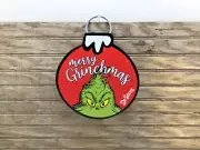 Dr Seuss Merry Grinchmas Grinch Christmas Ball Ornament Shaped Wood Wall Decor