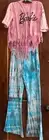 NWT Missguided Barbie Logo Tie Dye Flare Pants and Fringe Hem Shirt Set