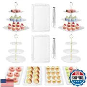 Auysbytdd 12 Pcs Cake Stand, Dessert Table Display Set, 4 Pcs 3 Tier Cupcake