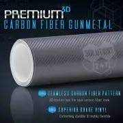 3D Gunmetal Carbon Fiber Matte Vinyl Wrap Bubble Free Air Release 24" x 60" In (for: Honda Civic)