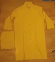 HWC Adult Heavy Duty Yellow 50" PVC Security Full Length Rain Jacket Coat Lg New