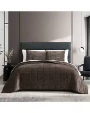 Vera Wang Chenille Box Solid Chenille Reversible Quilt Set