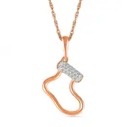 Natural Diamond Accent Holiday Stocking Pendant in Sterling Silver with 14K Rose Gold Plate