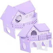 Adorable Hamster House Guinea Pig Hideout Double-Layer Rat Villa Large Cage Hideouts PVC Construction