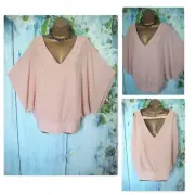 NEW WALLIS TOP SIZE XL 18/20, Pink Chiffon Jewel Overlay Occasion Party kimono