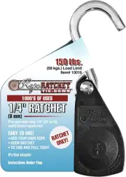 1/4" Heavy-Duty Ratcheting Tie down Rope Hanger – Versatile Pulley System for Se