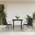 3 Piece Garden Dining Set Black Steel Textilene Outdoor Furniture Patio Ta 00702