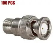 100 Pcs BNC Male to F Type Female Screw On Adapter Coax Cable Connector Nickel