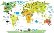 Haobase Animal World Map Kids Wall Stickers Wall Decals Cartoon Stickers Removable Wall Stickers for Kids Nursery Bedroom Living Room