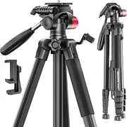 CAMBOFOTO 74"-Camera-Tripod, Porfessional Aluminum Heavy Duty Tripod Stand for Mirrorless Camera/DSLR/Cell Phone/Camcorder, with Holder and Travel Bag