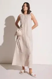 Decjuba MADDIE LINEN MIDI DRESS Size 8 RRP $179.95
