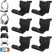 HLRAO 6 Pack Controller Wall Mount Holder,Adhesive/Screws Installation Wall Mount for PS5, Xbox, Switch Controller, Headset