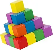 IWOWHERO 50pcs DIY Building Blocks Wooden Craft Cubes 2.5cm Colorful Square Blocks for Craft Projects Boys and Girls Educati