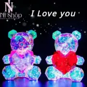 30cm Teddy Bear Night Light 3D Geometric Rainbow LED Colorful Red Heart Bear NEW