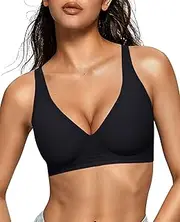 [OEAK] Womens Deep V Bras Wireless Comfortable Bra Supportive No Underwire Bras Tshirt Push Up Bralettes Plunge Seamless Bra