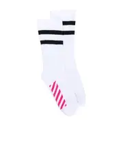 Striped logo socks One size White