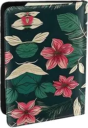 [GaxfjRu] Flower Leaf Print Leather Passport Holder Covers Case, Waterproof Travel Wallet Passport Holder for Women Men, Black, One Size
