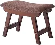 LTINGNG Fabric Small Stool, Home Shoe Stool, Coffee Table Stool, Living Room Solid Wooden Bench, Sofa Short Stool with Upholstered Seat and Non-Slip Footrest for Living Room Bedroom(Brown)