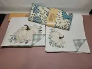 Reversible Fall Pumpkin Plaid Table Runner & 4 Placemats Set, W Mating Dishmat