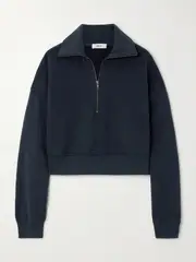 [AGOLDE] AGOLDE - Bethan Cropped Cotton-jersey Sweatshirt - Navy - x small x small Blue