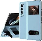 [XBS-Better] Case for Samsung Galaxy Z Fold4 5G 2022, Premium Business Slim Fit Magnetic Kickstand Flip Folio Leather Cover Case for Galaxy Z Fold 4-Sky Blue