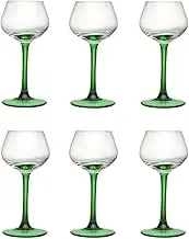 Crystal Glass Champagne Glass, Green Stem Champagne Flute Set of 6, Capacity 4.73 oz for Family Gatherings New Year's Eve