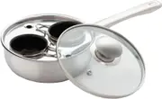 Egg Poacher Pan Stainless Steel 2 Cup Poached Egg Cooker Maker Frying Pan