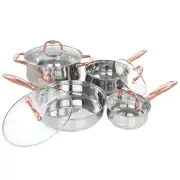 Gibson Home Bransonville 8 Piece Stainless Steel Cookware Set in Chrome and Bron