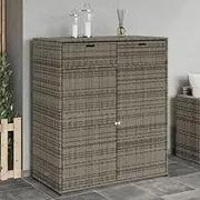 Garden Storage Cabinet Grey 105x55x113 cm Poly Rattan,Durable Outdoor Storage Cabinet for Garden Cushions, Pool Toys & Tools Outdoor Storage Boxes