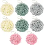 Aufondof 8 Pack Bath Loofah Sponge,4 Colors Bath Sponges Mesh Balls 60g Body Scrubber Exfoliator Wash Back Scrubber Bathroom Scrubbers Cleaning Bathing Accessories