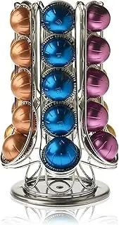 [Peak Coffee] Pod Holder for 30+ Nespresso Vertuo Vertuoline Pods- Extra Storage Available Inside Carousel – Capsules Storage Organiser 360° Rotating Rack Stand for Nespresso – Non Slip & Anti Scratch