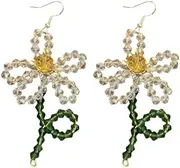 [RYEPOLNIX] Handmade Earrings Crystal Beaded Flower Earrings Summer Beach Sweet Cute Cool Girls Party Earrings/631