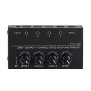 New 4 Channels 12V Black Mini Stereo Headphone Ultra-Compact Audio Amplifier