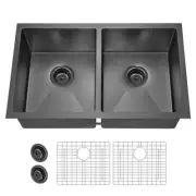 Glacier Bay Undermount Kitchen Sink Brushed 18 Gauge Rectangular Gunmetal Black