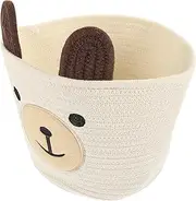 DONFAMDS Cute Cartoon Bear Woven Storage Basket Cotton Rope Desk Organizer for Home Office Multi Purpose Storage Container for Tidying Items Decorative Practical