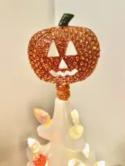 Ceramic Christmas Tree Custom Topper Jack O Lantern Halloween Crystals