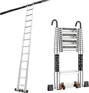 Ladders,Telesladder Heavy Duty 100% Aluminum Telescoping Ladder Professional Collapsible Extension Extendable Ladder Max Load 150Kg/330Lb for Household or Outdoor Work/5.7M/18.7Ft