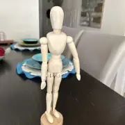 Wood Art Drawing Mannequin 12" on base w/ flex body to learn medical positions