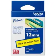 Brother TZe-631 Laminated Tape 12mm x 8m Black on Yellow
