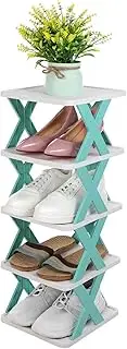[FUNNETOYU] Shoe Rack Organizer Tall Narrow Stackable Rack Home Storage Shelf Shoes Stand Corner Door Blue