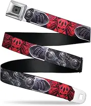 [Buckle-Down] Belt Seatbelt Buckle Star Wars Clone Wars Darth Maul Bounding Black Reds Grays Mens Womens Kids Adjustable, Star Wars Clone Wars Darth Maul, 1.0" Wide - Fits Pant Size 20-36
