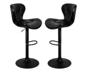 ALFORDSON Set of 2 Bar Stools Leather Gas lift Luna - All Black