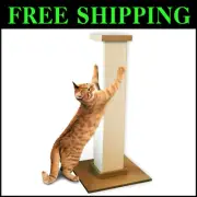 32-Inch Durable Sisal Scratching Post for All Cats - Beige Modern Tower