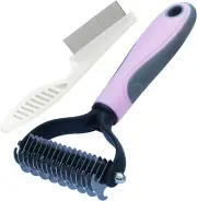 Pet Grooming Tool: Double Sided Undercoat Rake Comb for Deshedding and Dematting