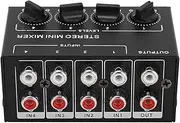 Stereo Mixer Audio Mixer 4 Channel Stereo Mixer Mini Stereo Mixer Stereo Line Mixer for CD Player Tape Player Computer Cell Phone Tablet Black Iron
