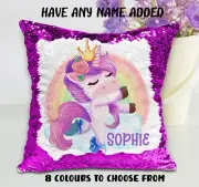 Ballerina Unicorn Cushion Cover Sequin Throw Pillow - Personalised
