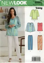 New Look S0554 Tunic w Shirttail Hem, Split Neck & Pull-On Pants Sz 10-22 6292