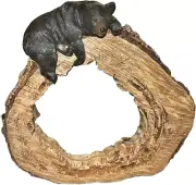 Rustic Black Bear Wall Mirror – Tree Trunk Wildlife Wall Décor for Cabin and Lod